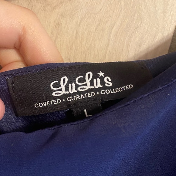 Lulus Looking Glass Women's Large One-Shoulder Maxi Dress Navy Blue - Picture 12 of 13